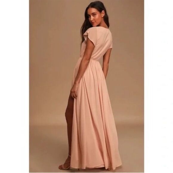 Lulus Women's Lost in the Moment Maxi Dress Blush Pink Wedding Bridesmaid Sz. XS - Picture 2 of 13